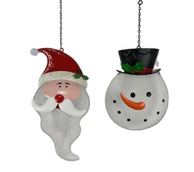 China Art Decor Attractive Price Metal Solar Christmas Snowman Hanging Lights Garden Lights for sale