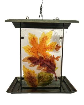 China Art Decor High Quality Durable Using Various Garden Decor Fused Glass Bird Feeder for sale