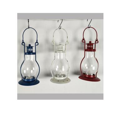 China Modern wholesale high quality small metal and national day decorative glass candle lantern for sale