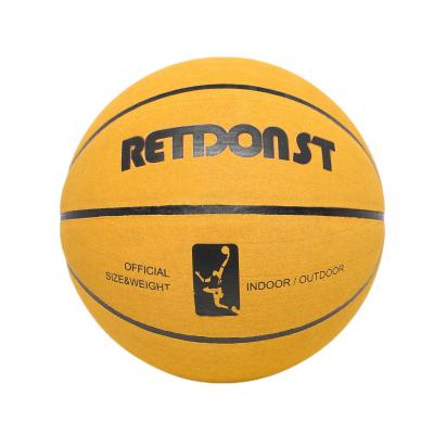 China Basketball Playing Wholesale Custom Logo Super Fiber PU Leather Basketball Ball Training Match Street Yellow Basketball Indoor Outdoor Size 7 for sale