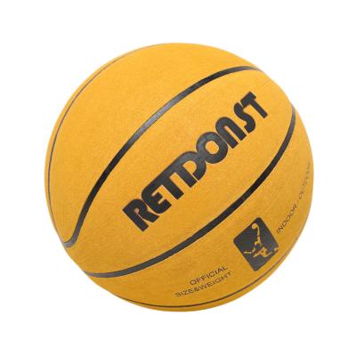 China Basketball Playing Wholesale Custom Logo Super Fiber PU Leather Basketball Ball Training Match Street Yellow Basketball Indoor Outdoor Size 7 for sale