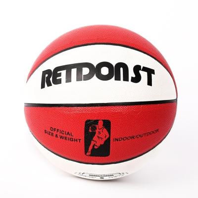 China Basketball Playing Wholesale Custom Logo Soft PU Leather Basketball Ball Training Match Street White Red Basketball Indoor Outdoor Size 7 for sale