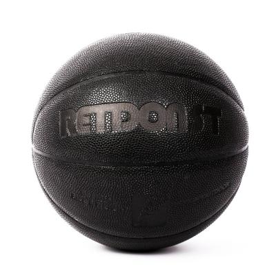 China Basketball Playing Training Match Street Soft PU Leather Basketball Ball Wholesale Custom Logo Black Basketball Indoor Outdoor Size 7 for sale