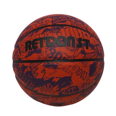 China Basketball Playing Training Match Street 3D Print Basketball Wholesale Custom Logo Soft PU Leather Basketball Ball Indoor Outdoor Size 7 for sale