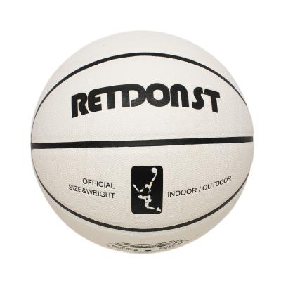 China Basketball Playing Wholesale Custom Logo PU Leather Basketball Ball Training Match Street White Basketball Indoor Outdoor Size 7 for sale