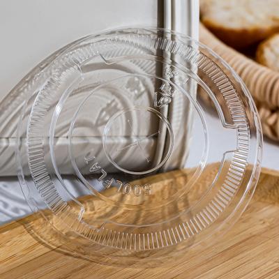 China Eco-Friendly Single Wall PET Clear Plastic Flat Lid 95mm for sale