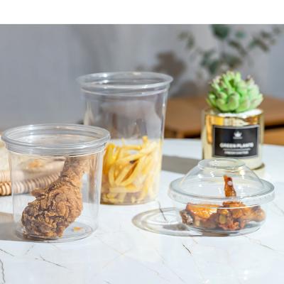 China Large Size Family Single Wall Picnic Take Away Pack Clear Box Food Container PET Grocery Cold Cup for sale