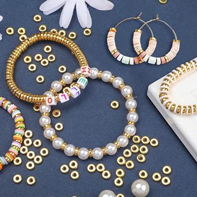 China Fashionable Flat Round Spacer Beads Loose Jewelry Findings DIY Hand Beaded Bracelet Necklace Earrings 6mm Alloy for sale