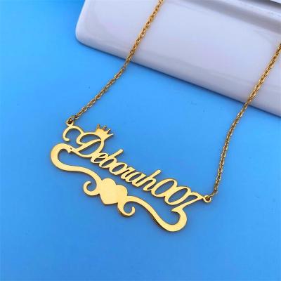 China Europe and America personalized stainless steel custom jewelry thin layer gold letter nameplate nameplate name necklace for sale