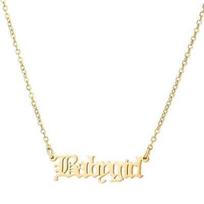 China Fashionable Europe and America jewelry personalized nameplate name Angel Letter Pendant Stainless Steel necklace necklace for sale