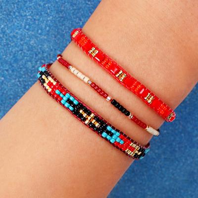 China Religious Wholesale Braided Seed Beads Bracelet In Bright Bohemian Style Bracelet for sale