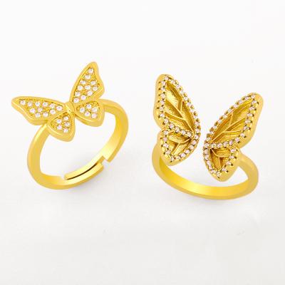 China Vintage Jewelry Butterfly Ring Niche Design Female Tide Index Finger Ring Opening Adjustable Ring for sale