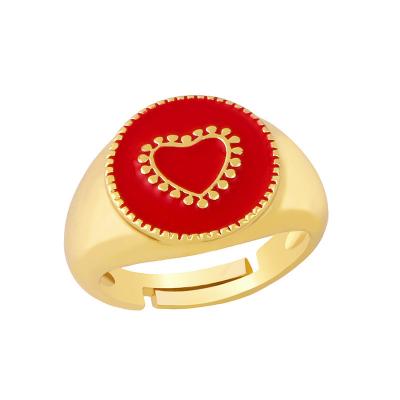 China Vintage the new 2021 love simple geometric oil drop heart ring flexible INS gold for sale