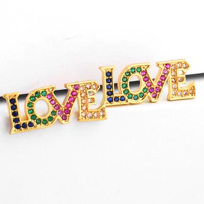 China Fashionable jewelry creative earrings LOVE kiss earrings in color jewel letters earrings for sale