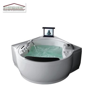 China Single Skirt Luxury Two Person Corner Massage Bathtubs With 15inch AUTOMATIC TV And Fridage for sale