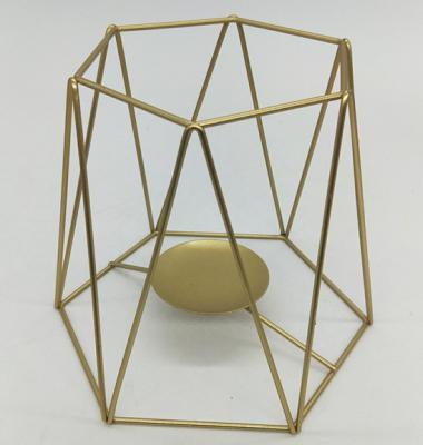 China Home Decoration Gold Wedding Tables Decor Candle Holder Hexagon Votive Centerpiece Metal Geometric Tealight Candle Holders for sale