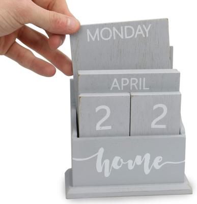 China Eco-friendly Decoration Home Office Desk Decoration Eternal Wooden Perpetual Calendar for sale