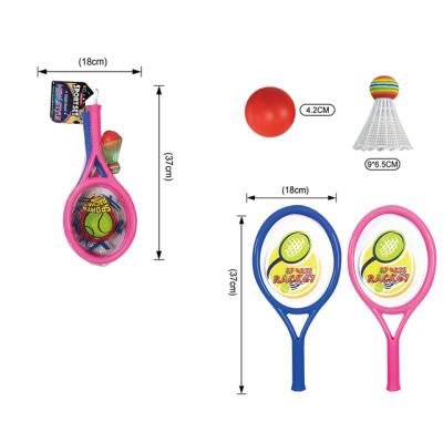 China wholesale kids toys outdoor sport beach tennis custom made badminton racket with ball 18*37cm for sale