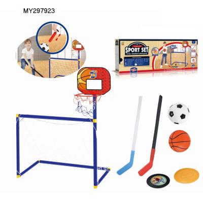 China outdoor sport game toy set 3 in 1 multi function plastic basketball and football and hockey game set MY297923 for sale