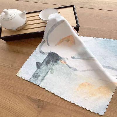 China Wholesale Custom Waterproof Tea Towel Digital Canvas Printing Cotton Kitchen Table Decoration for sale