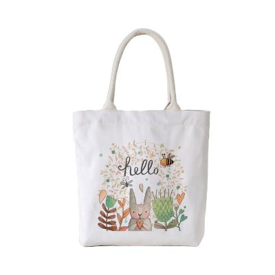 China Canvas Bag Colorful Painting Animal Handled Logo Handbag Cotton Outdoor Digital Printing Washable Custom Bags for sale