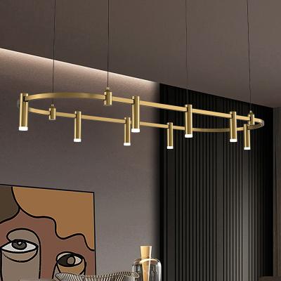 China New Beautiful Modern Luxury Led Chandelier Brass Round Rectangular Gold Pandent Dining Room Chandelier For Dining Room for sale