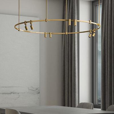 China Low Ceiling Brass Retractable Round Mount Luxury Gold Lamp Led Modern Ceiling Light Chandelier For Hotel Restaurant for sale