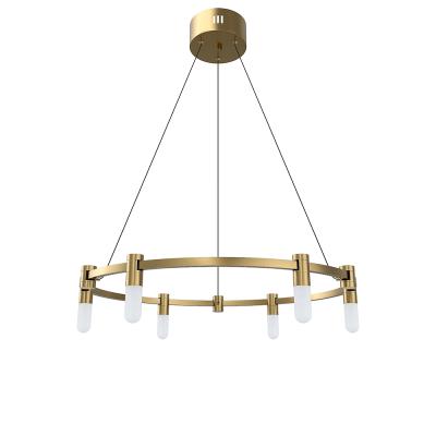 China Luxury Modern Industrial Single Chandelier Ring Kitchen Island Copper Glass Lampada DA Soffitto Brass Indoor Lighting for sale