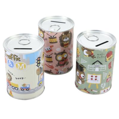 China Biscuit Factory Supplier Cylinder Tin Can Coin Bank Metal Money Tin Box for sale