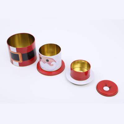 China Hot Sale China Cookie Santa Claus XmasTin Box With Lovely Stackable Candy Storage Tin for sale