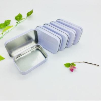 China Hot Selling Cookie White Matt Small Candy Mint Tin Metal Card Storage Container Hinged Tin Box for sale