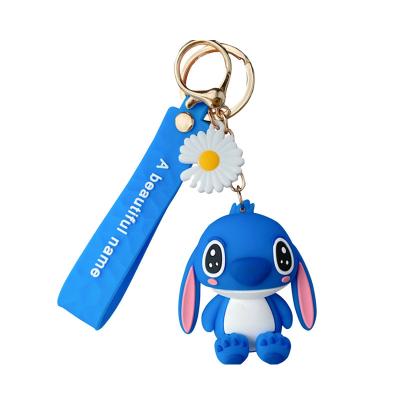 China Lovely 3D Rubber Cartoon Poke Decoration Soft Rubber Gift Handbag Key Car PVC Key Chain Anti-lost Key Rings With Doll Pendant for sale