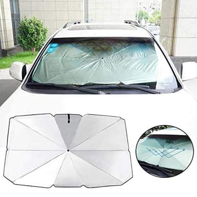 China Most Popular Umbrella Shape Car Sunshade Foldable Umbrella Conveniently Inside Front Windshield Shades for sale