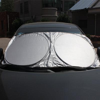 China New Sale Car Exterior Silver Coated Cloth Summer UV Sunshade Car Sun Shade For Front Windshield Shades for sale