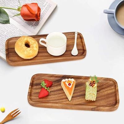 China Africa Wholesale Custom Luxury Modern Natural Rustic Sushi Food Fruit Dessert Coffee Serving Walnut Wood Tray for sale