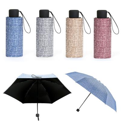 China Asian Zen Wholesale Custom Logo Printed 5 Fold Modern Minimalist Small Umbrella Umbrella With Capsule Case for sale