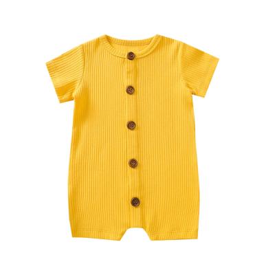 China 100% Newborn Infant Baby Boy Girl Cotton Romper Button Solid Jumpsuit One Piece Jumpsuit Teams Clothes for sale