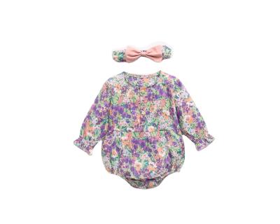 China Sweet Floral Baby Designers Clothes Girl In Baby Summer Clothes Long Sleeves 0-24 Months Kids Baby Girl Clothes for sale