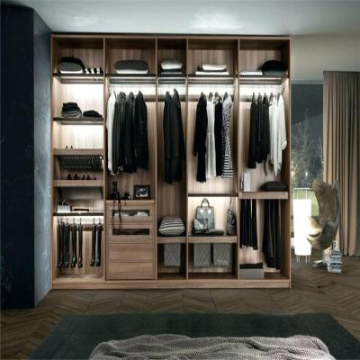 China Wood Veneer (Height) Adjustable ABS Melamine Wardrobe Door Designs With Knock Rail for sale