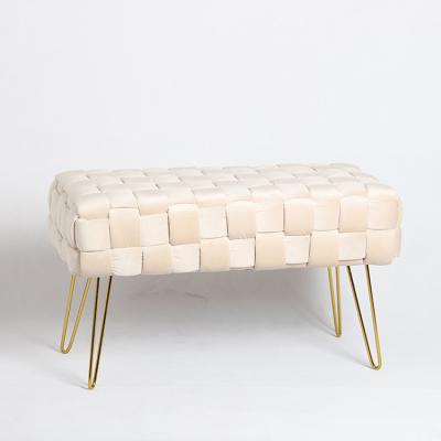 China Long Velvet Decoration Living Room Stool Modern Home Waiting Bench Stool for sale