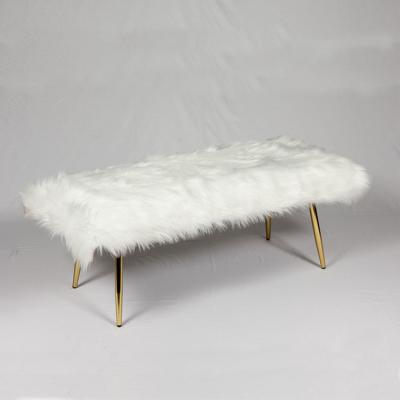 China Large Fur Bedroom Bench Removable Stool Luxury Decorative Hotel Cover KD Modern Stool Tuffled Stool Velvet Bench for sale