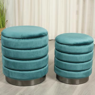 China Comfortable Round Living Room/Bed Room Decor Ottoman Stool Stool Chair Velvet Storage Stool for sale