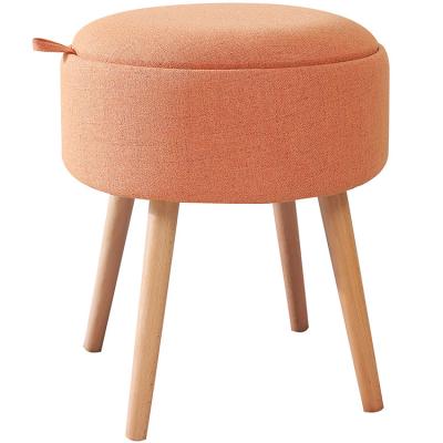 China Modern Log Frames Storage Stool Chair Stool Fabric Seat for sale