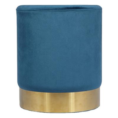 China Storage Velvet Round Stool Stool Pouf With Stainless Steel Base for sale