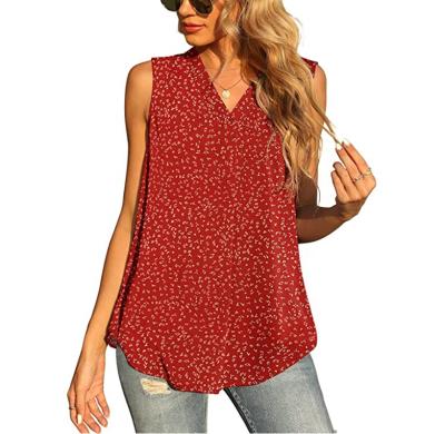 China Women's Summer Chiffon V-Neck Loose Casual Shirts Shirt QUICK DRY Sleeveless Blouse Tank Tops for sale