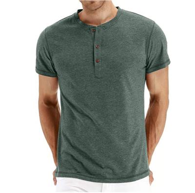 China Fashion Short Sleeve Men's Casual Front Placket Short /Long Sleeve Henley T-Shirts Cotton Shirts for sale