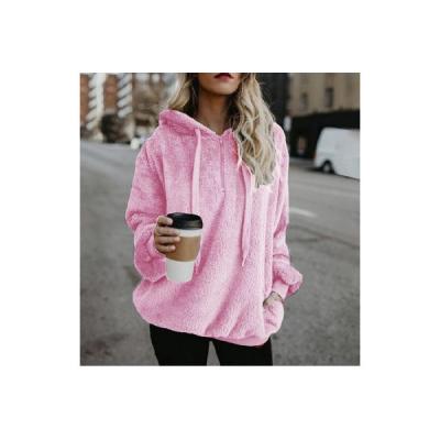 China Custom Made Viable Pink Logo Hoodies Women Winter Plain Pullover Colorful for sale