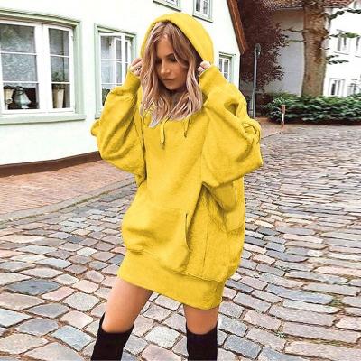 China Sustainable Autumn And Winter Fashion Oversized Custom Cotton Long Hoodies For Women for sale