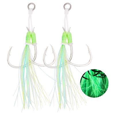 China GLOW FUNADAIKO 1/0 2/0 3/0 4/0 High Carbon Steel Pike Aid Fish Hook Double Jig Hooks Fishhooks Building Hooks for sale