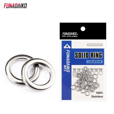 China 304 FUNADAIKO Stainless Steel Solid Ring Swivel Lure Knot Single Loop Fishing Flat Seamless Ring For Saltwater for sale